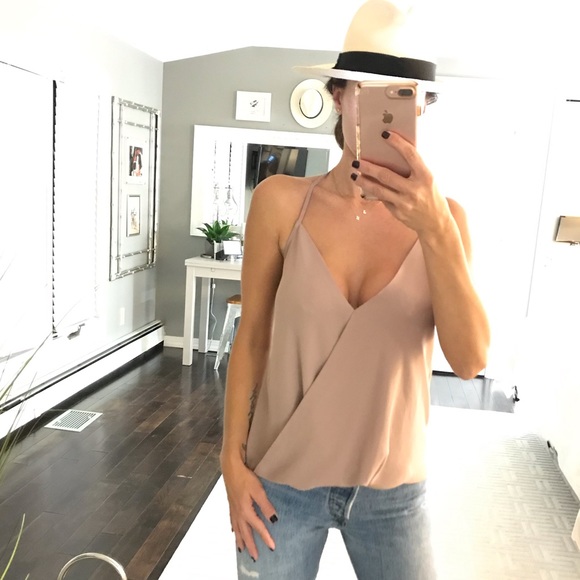 Olivaceous Tops - Olivaceous taupe halter low back shirt small